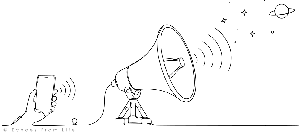 Smartphone transmitting to a broadcast antenna, symbolising the democratization of press and information through technology.